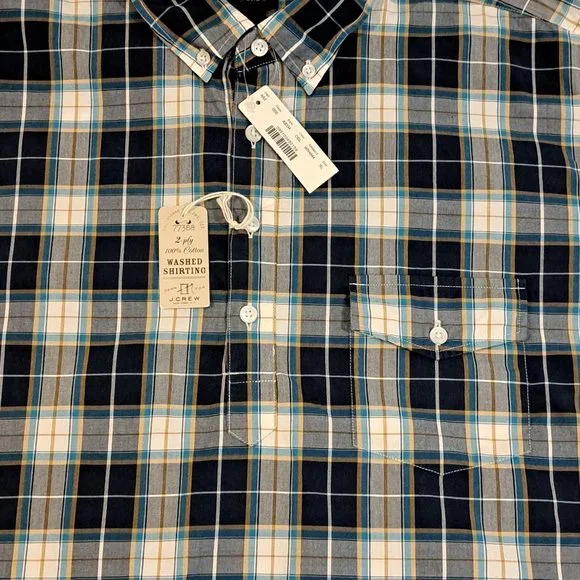 J. Crew Men's XL Four Button Pullover Plaid Shirt New With Tags Style A9334 - Picture 7 of 16